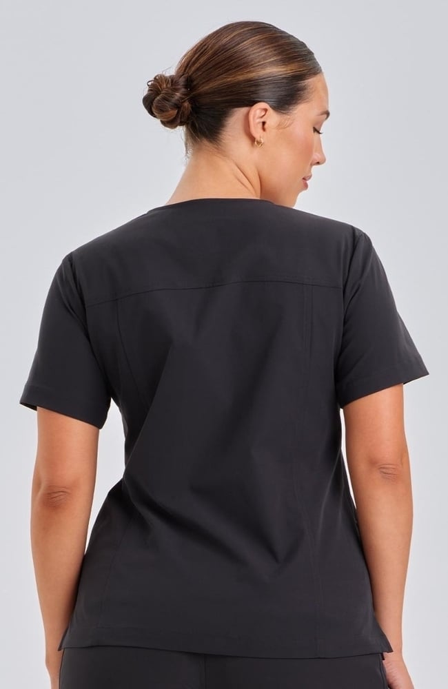 Women's Calyx V-Neck Scrub Top, BLK Black, large