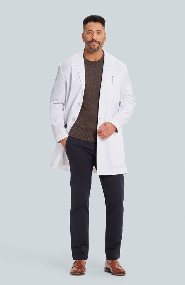 Men's H. W. Cushing Slim Fit 36" Lab Coat, WHT White, large