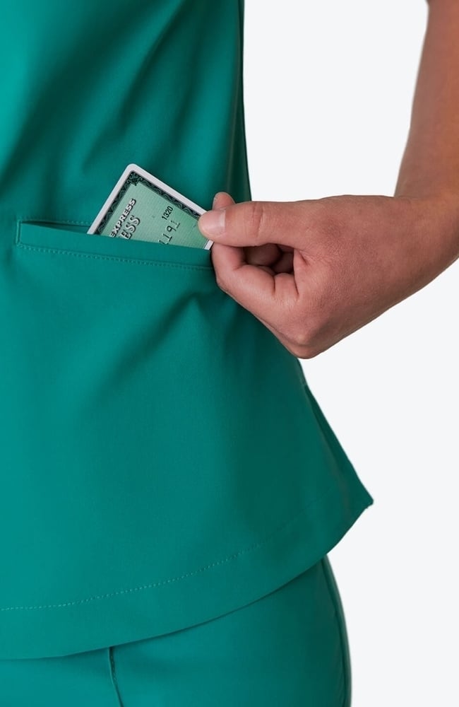 Women's Calyx V-Neck Scrub Top, SRG Surgical Green | green, large