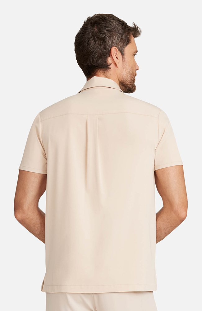 Men&rsquo;s Button-Up Short Sleeve Scrub Top, TAT Toasted Tan | brown, large