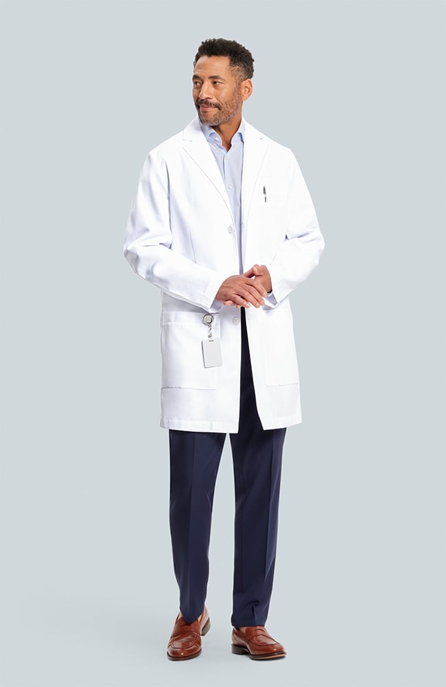 Men's M3 Laennec Classic Fit 40" Lab Coat, WHT White | white, large