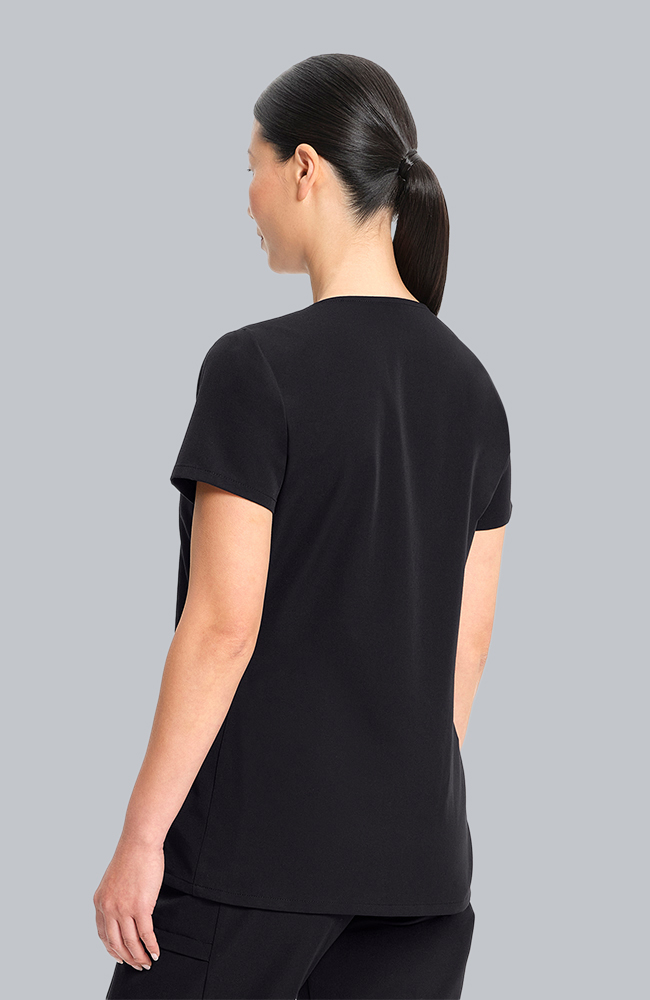 Women's Scrub Set: Flora 3-Pocket Top & Straight Leg Ankle Pant, BLK Black, large