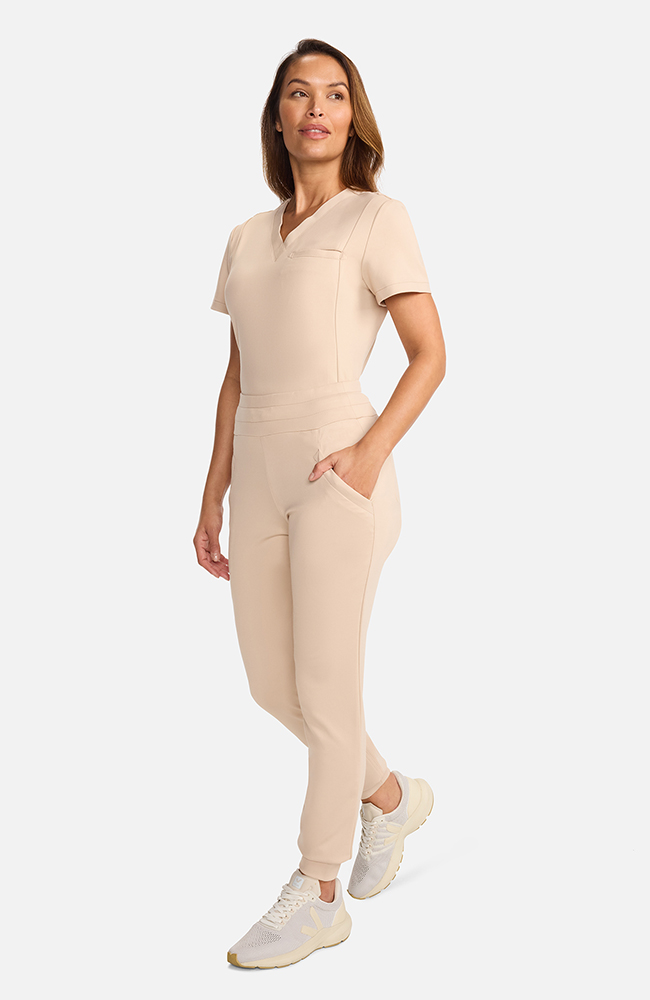 Women's Ponte Jogger Scrub Pant, TAT Toasted Tan | brown, large