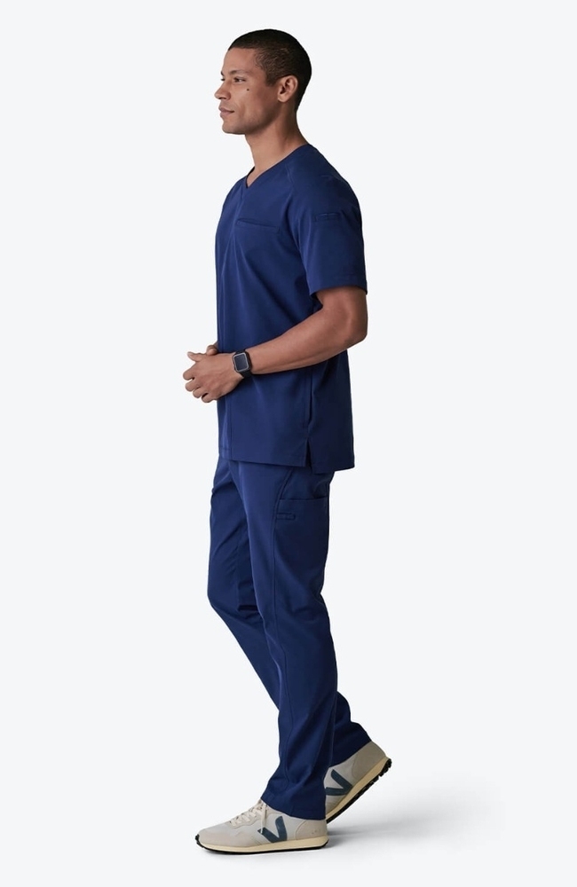 Men's Realm V-Neck Scrub Top, NAV Navy Blue, large