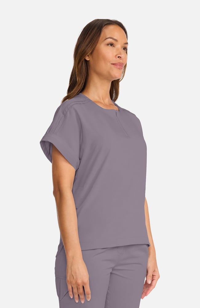 Women's Quarter-Zip Dolman Scrub Top, MIN Mink | grey, large