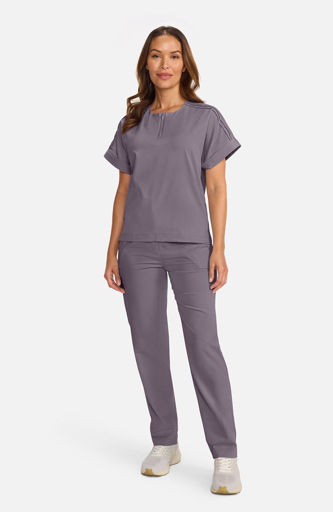 Women's Quarter-Zip Dolman Scrub Top, MIN Mink | grey, large