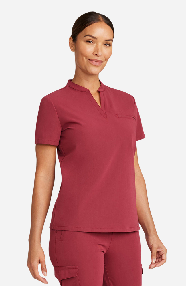 Women's Scrub Set: Taiga Welt Pocket Top & Straight Leg Ankle Pant, CHW Cherry Wood, large