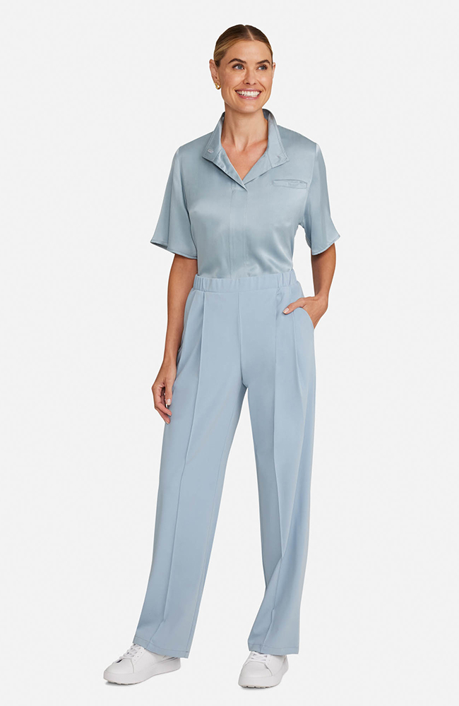 Women's Pleated Wide Leg Scrub Pant, SOS Solar Slate | blue, large