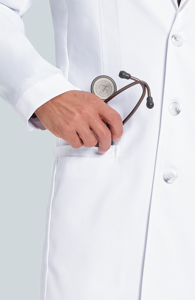 Men's H. W. Cushing Slim Fit 36" Lab Coat, WHT White, large