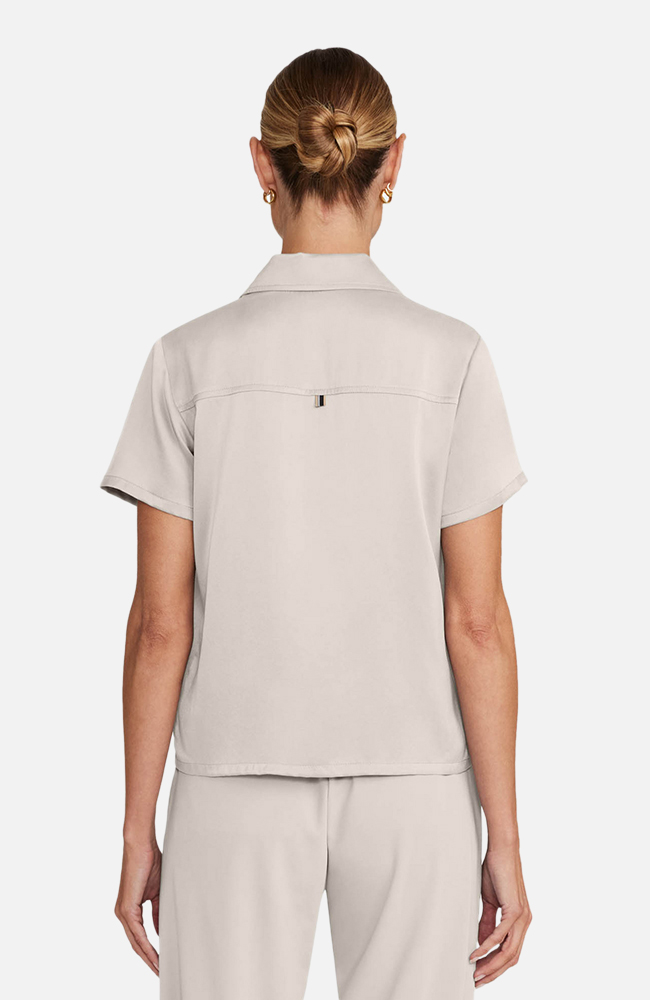 Women&rsquo;s Scrub Set: Cropped Button-Up Top & Pleated Wide Leg Pant, , large