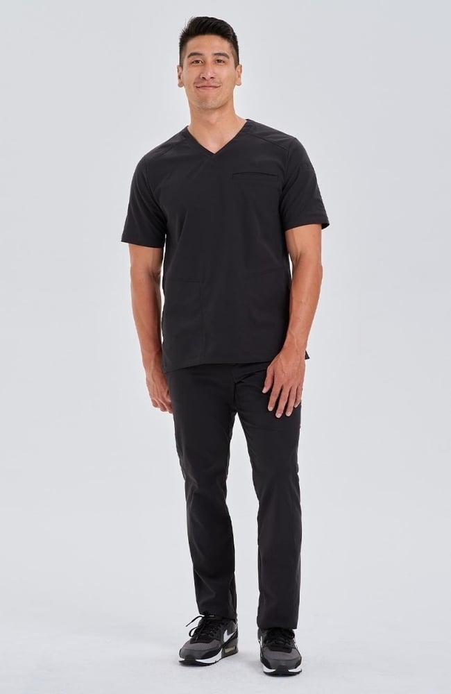 Men's Realm V-Neck Scrub Top, BLK Black | black, large