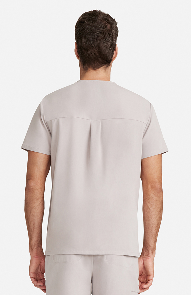 Men's Vapor 3-Pocket V-Neck Seamed Scrub Top, WMS Warm Stone | grey, large