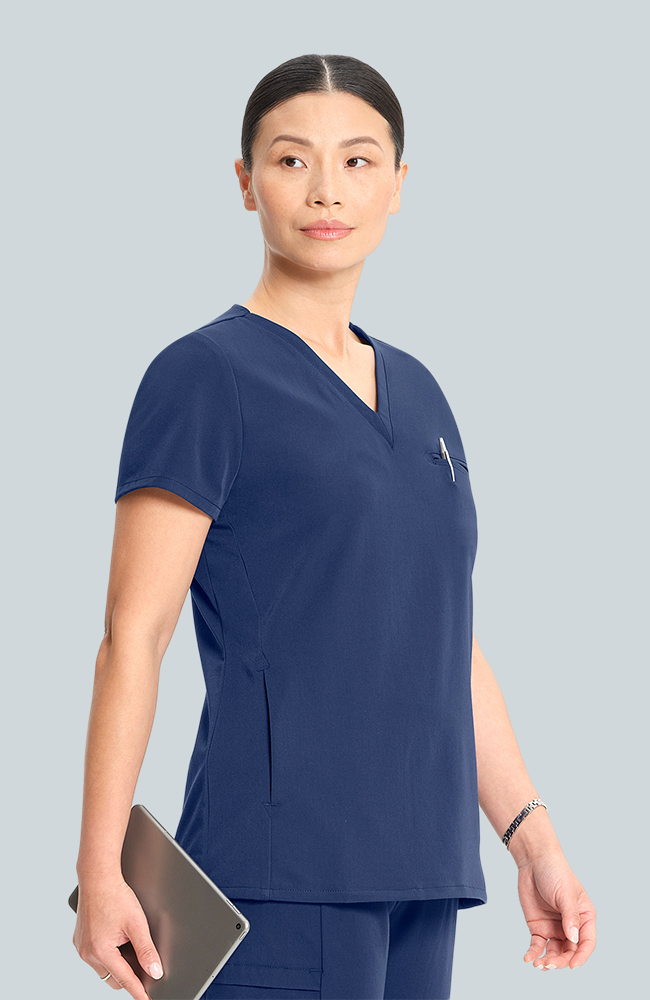 Women's Scrub Set: Flora 3-Pocket Top & Anemone Straight Leg Pant, NAV Navy, large