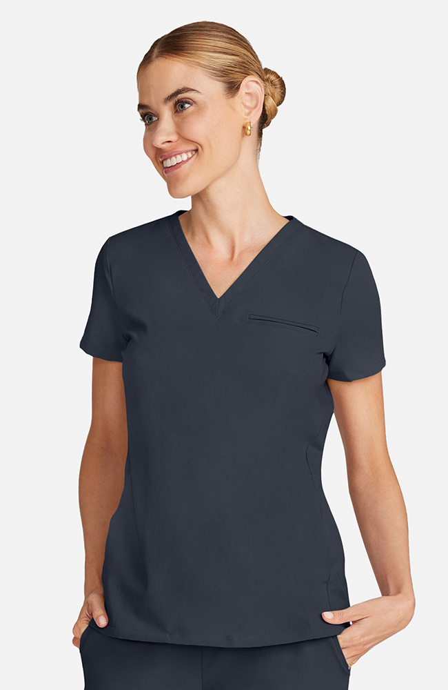Women's Flora 3-Pocket V-Neck Scrub Top, PWT Pewter | pewter, large