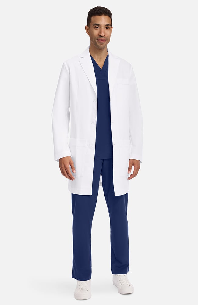 Men's Luca Patch Pocket 37&frac12;" Lab Coat, WHT White | white, large