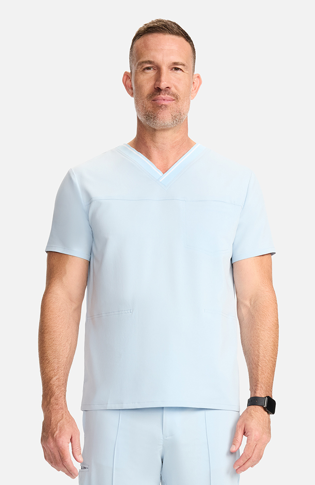 Men's V-Neck Scrub Top, ICB Ice Blue | blue, large