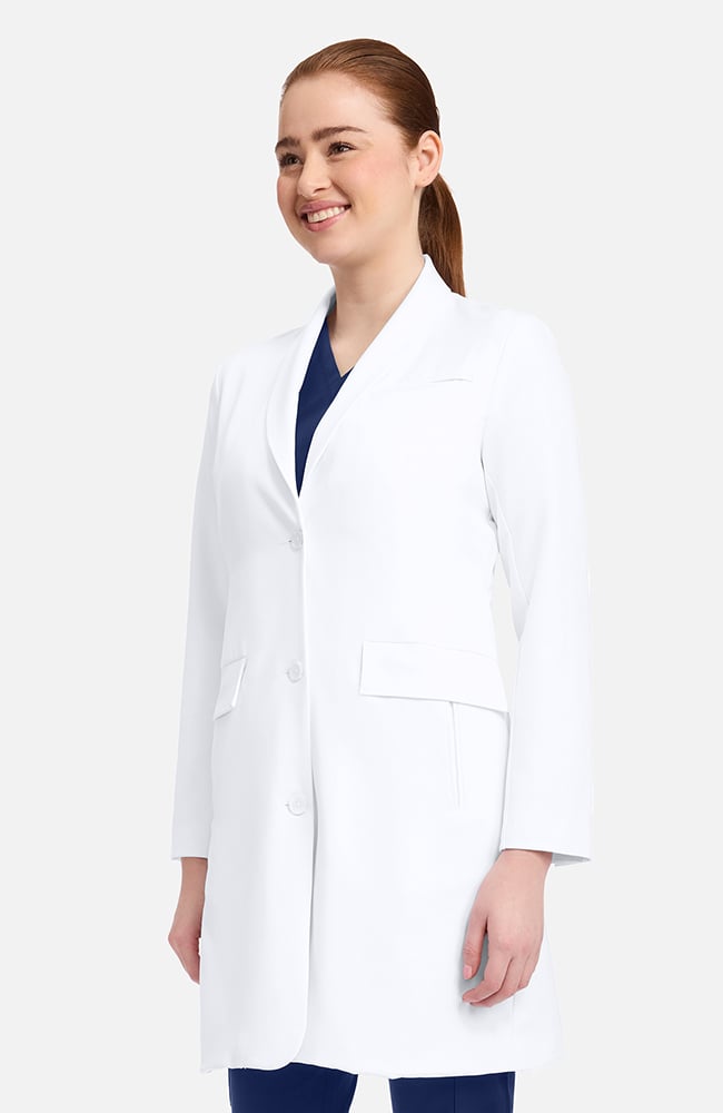 Women's Antonia Shawl Collar 36" Lab Coat, WHT White | white, large