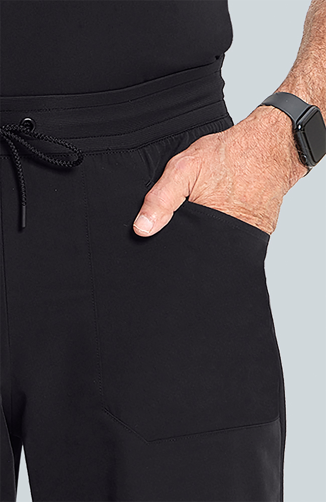 Men's Scrub Set: Cirrus Split Neck Top & Zephyr Straight Leg Pant, BLK Black | black, large
