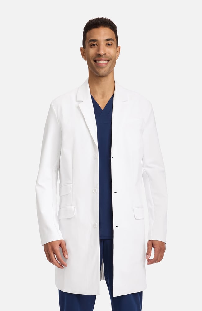 Men's Anthony Flap Pocket 38" Lab Coat, WHT White | white, large