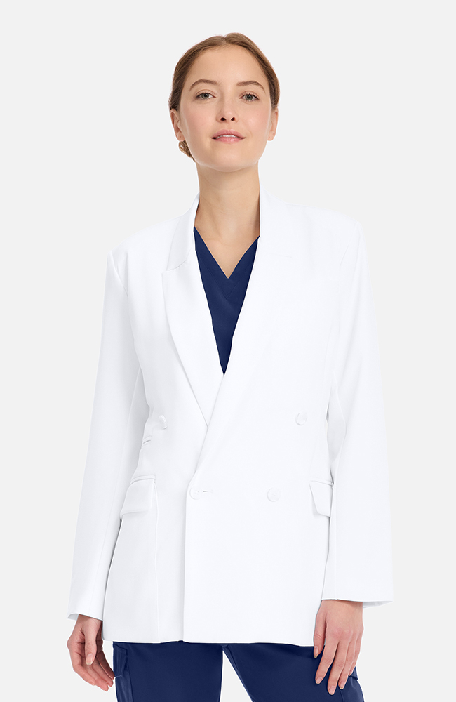 Women's Ada Double Breasted 29" Lab Coat, WHT White | white, large