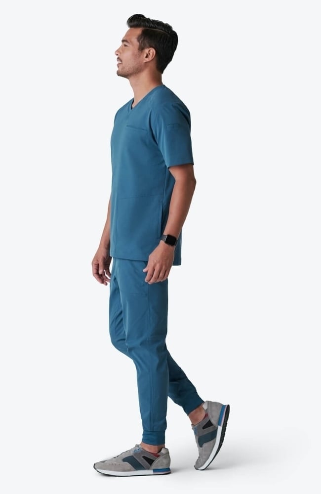 Men's Realm V-Neck Scrub Top, OCE Ocean | blue, large