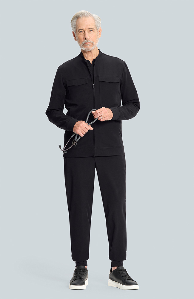 Men's Equinox 4-Pocket Scrub Jacket, BLK Black, large