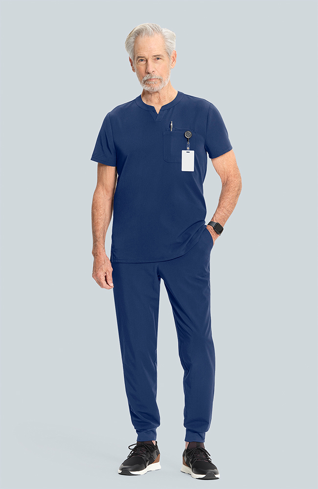 Men's Cirrus Split Crew Neck Scrub Top, NAV Navy, large