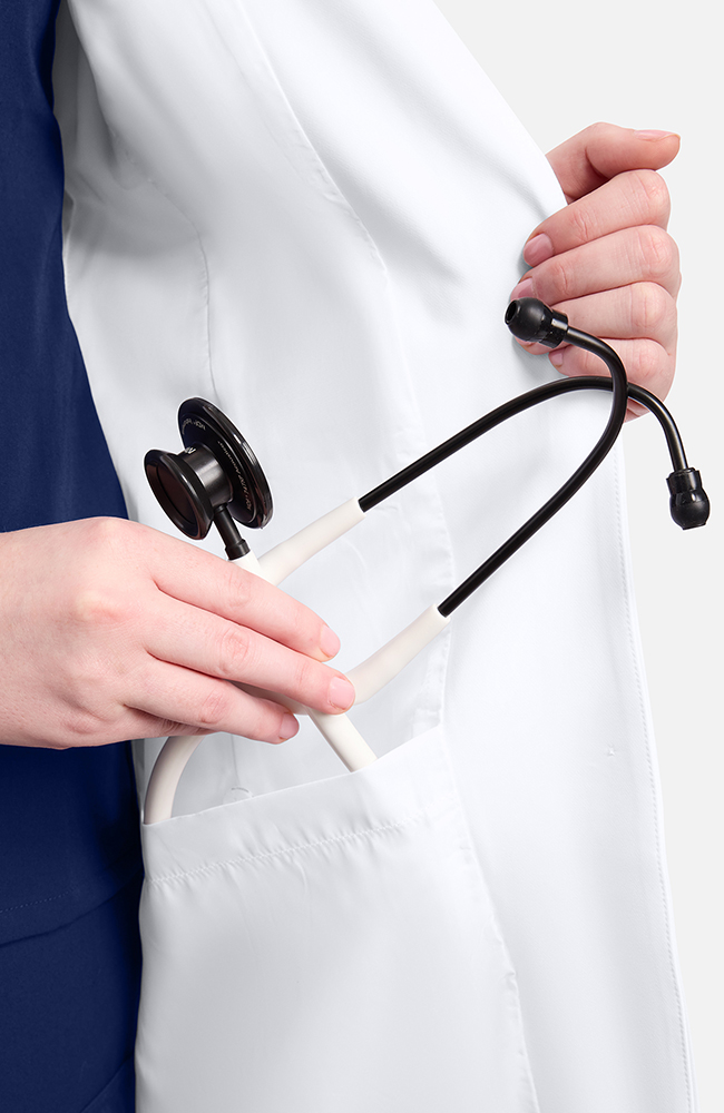 Women's Antonia Shawl Collar 36" Lab Coat, WHT White | white, large