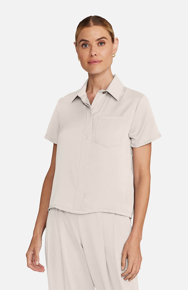 Women&rsquo;s Cropped Button-Up Scrub Top, , large