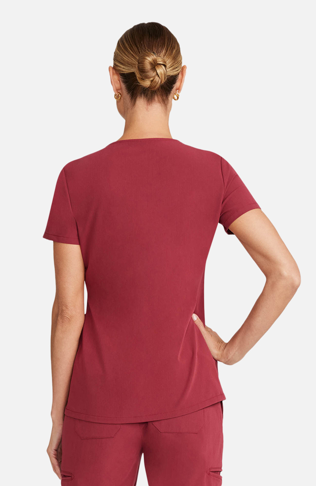 Women's Scrub Set: Flora 3-Pocket Top & Straight Leg Ankle Pant, CHW Cherry Wood | red, large