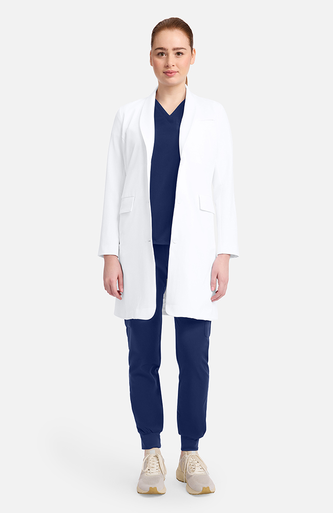 Women's Antonia Shawl Collar 36" Lab Coat, WHT White, large