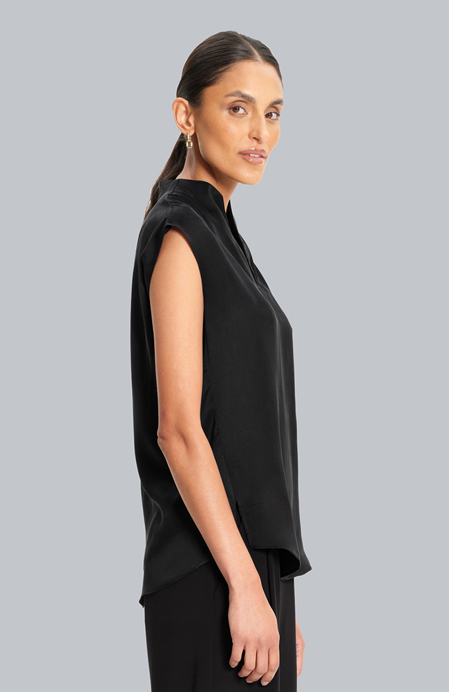 Women’s Silk Dolman V-Neck Scrub Top, BLK Black, large