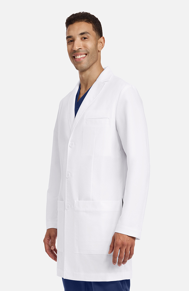 Men's Luca Patch Pocket 37½" Lab Coat, WHT White | white, large