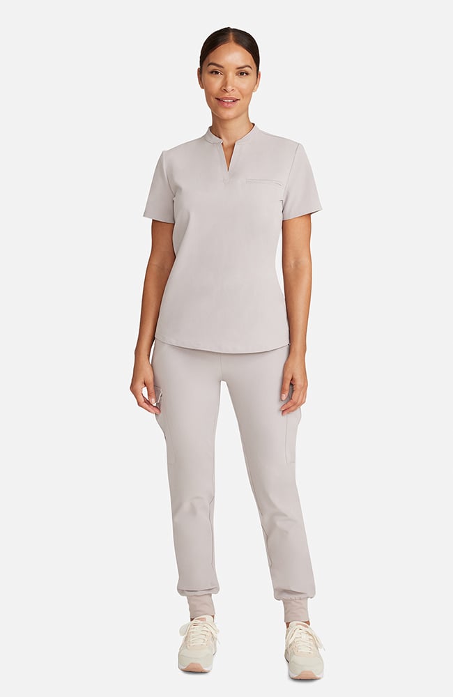 Women's Taiga Welt Pocket Scrub Top, WMS Warm Stone | grey, large