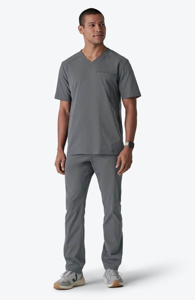Men's Realm V-Neck Scrub Top, GRE Grey | grey, large