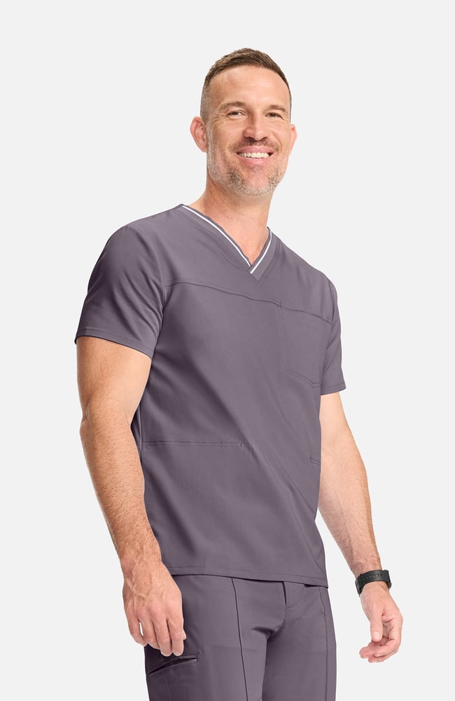 Men's V-Neck Scrub Top, MIN Mink | grey, large
