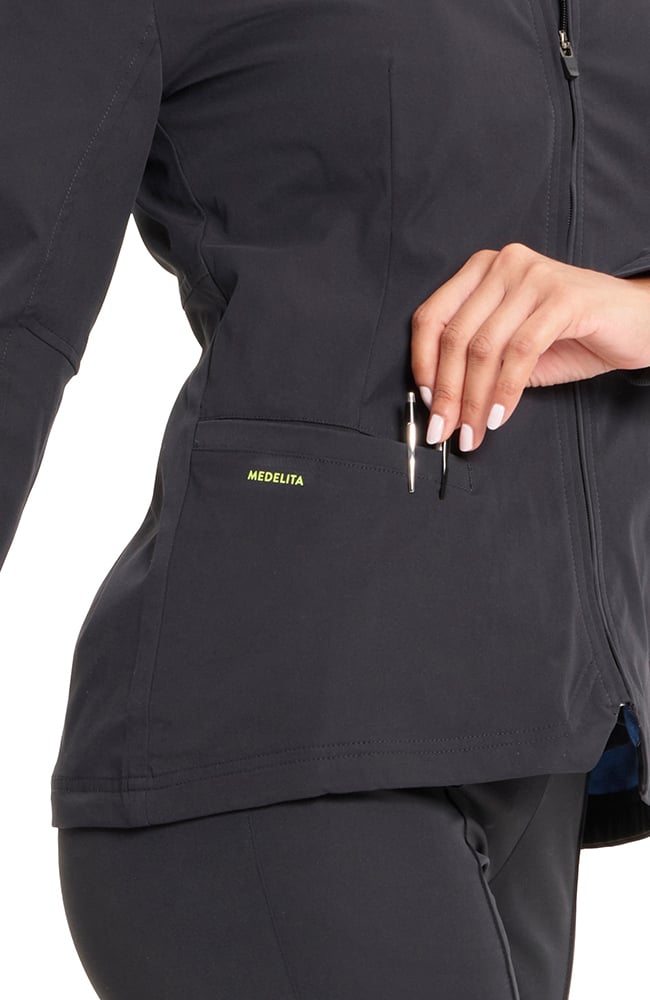 Women's Kinetic Scrub Jacket, BLK Black, large