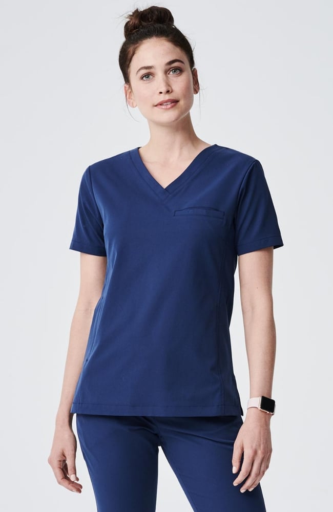 Women's Vista V-Neck Scrub Top, NAV Navy Blue | navy, large