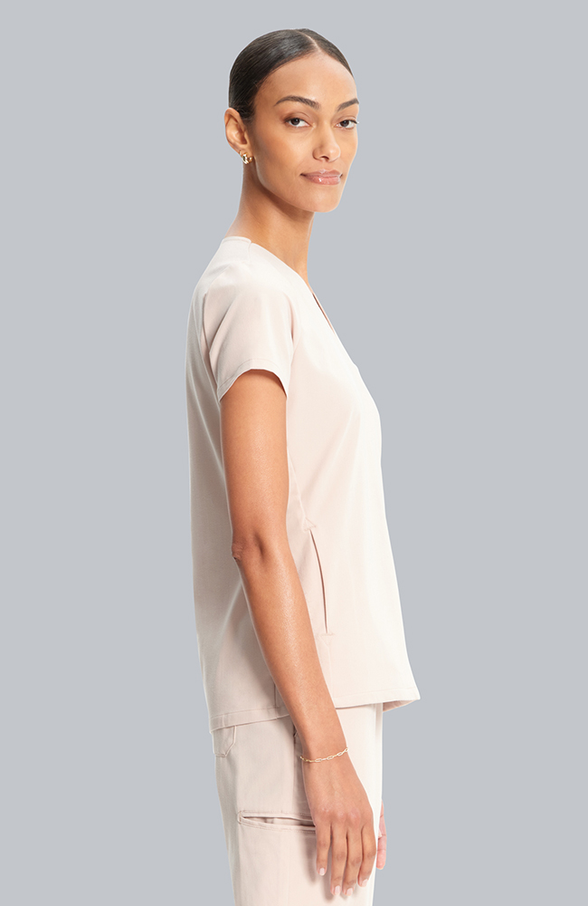 Women's Flora 3-Pocket V-Neck Scrub Top, TAT Toasted Tan | brown, large