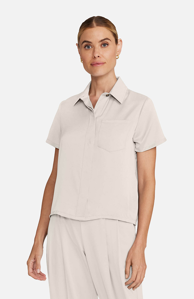 Women’s Cropped Button-Up Scrub Top, TAT Toasted Tan | brown, large