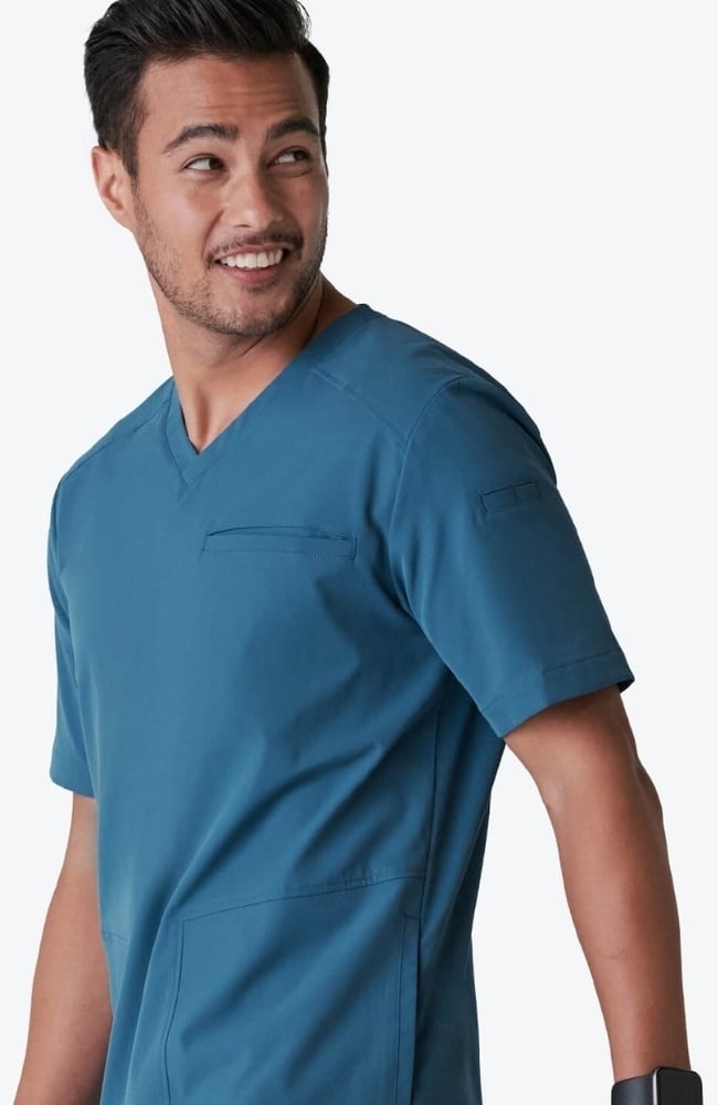Men's Realm V-Neck Scrub Top, OCE Ocean | blue, large