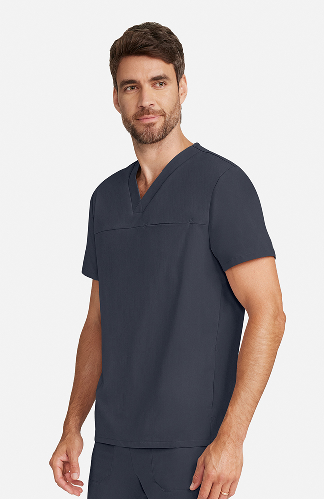 Men's Vapor 3-Pocket V-Neck Seamed Scrub Top, PWT Pewter | pewter, large