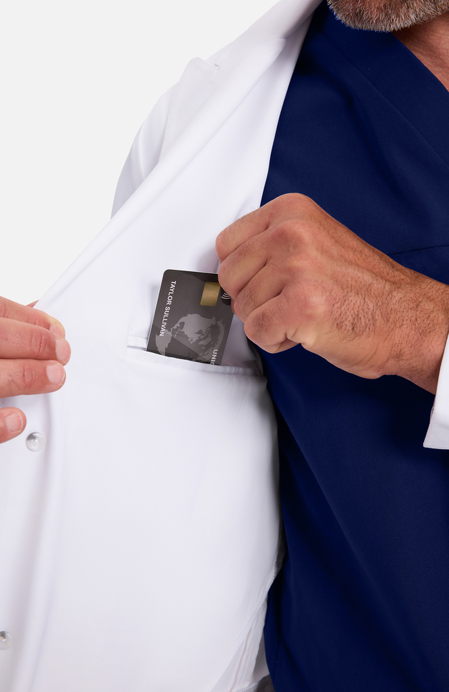 Men's Bennet Slim Stretch 34¾" Lab Coat, WHT White | white, large