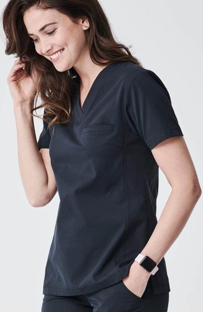 Women's Vista V-Neck Scrub Top, BLK Black, large