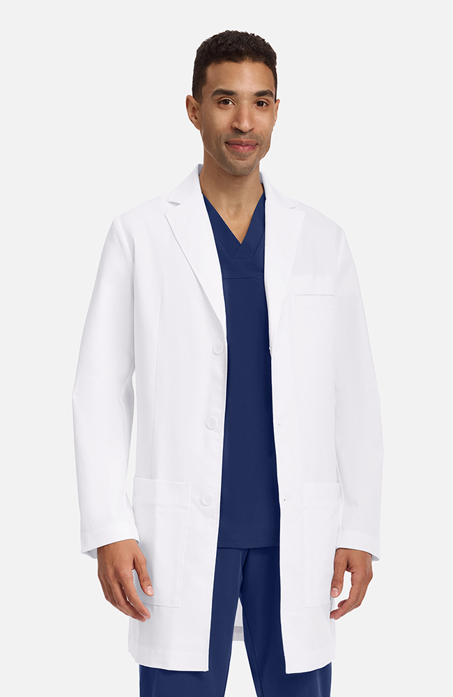 Men's Luca Patch Pocket 37½" Lab Coat, WHT White | white, large