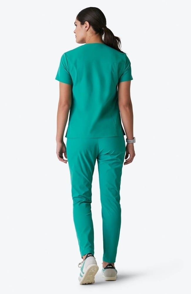 Women's Calyx V-Neck Scrub Top, SRG Surgical Green | green, large