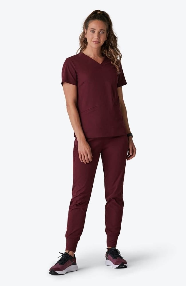 Women's Calyx V-Neck Scrub Top, SNG Sangria | wine, large