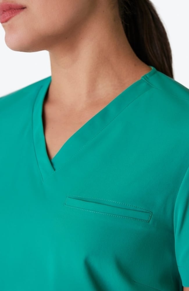 Women's Calyx V-Neck Scrub Top, SRG Surgical Green | green, large