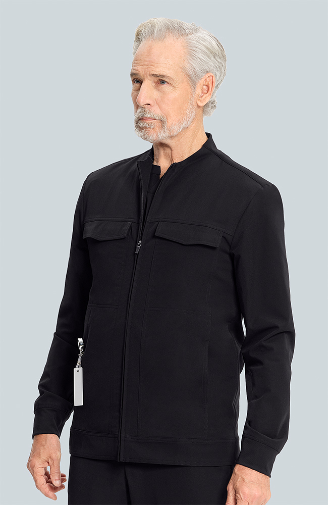 Men's Equinox 4-Pocket Scrub Jacket, BLK Black, large