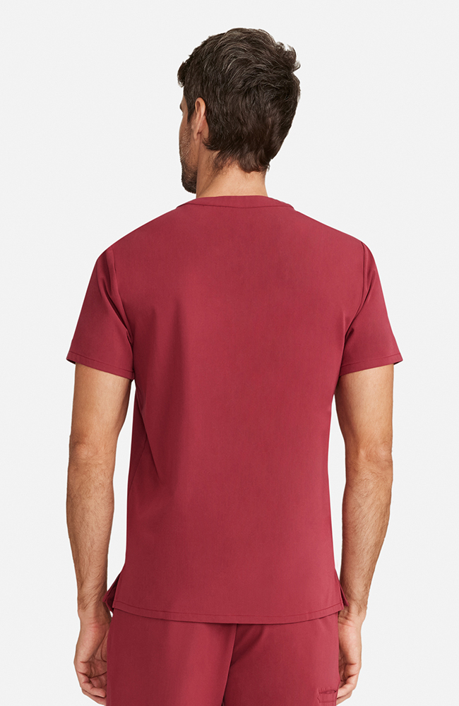 Men's Cirrus Split Crew Neck Scrub Top, CHW Cherry Wood | red, large